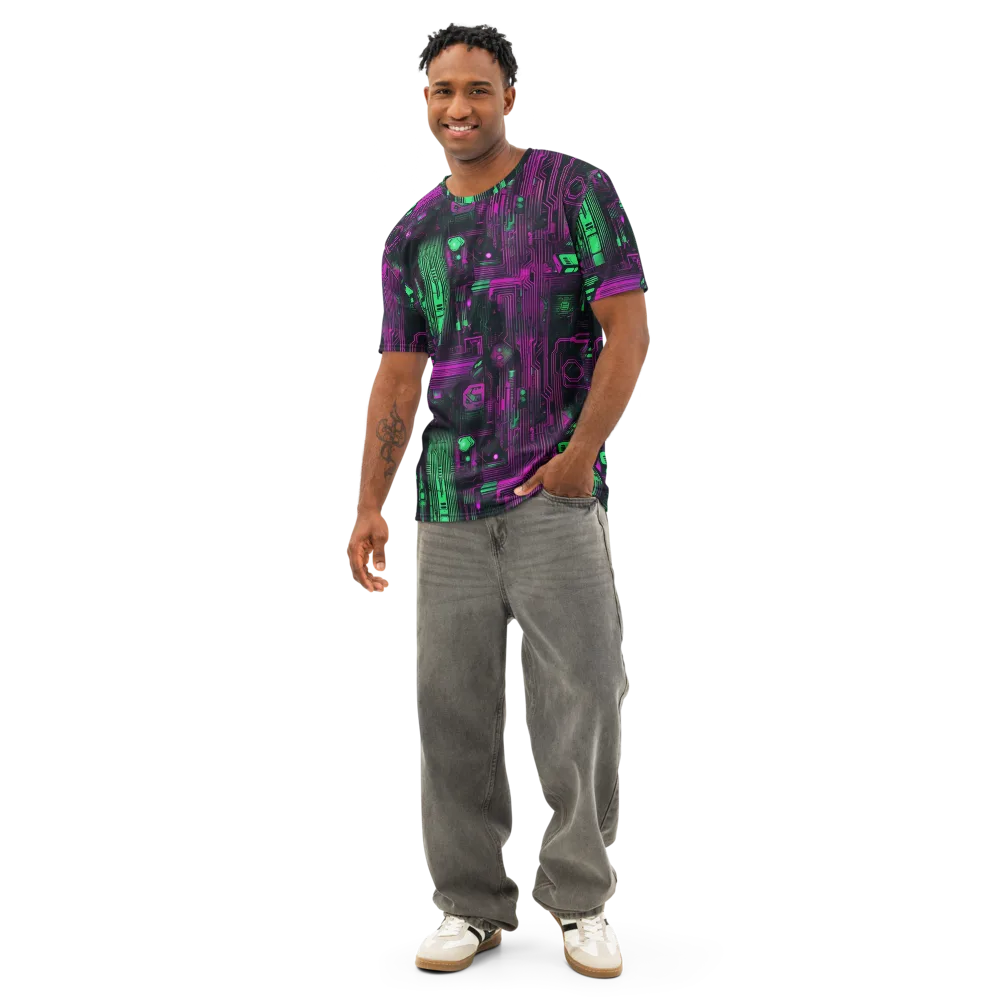Synthwave Circuit on Men's Cotton Crew Neck T-Shirt — Front