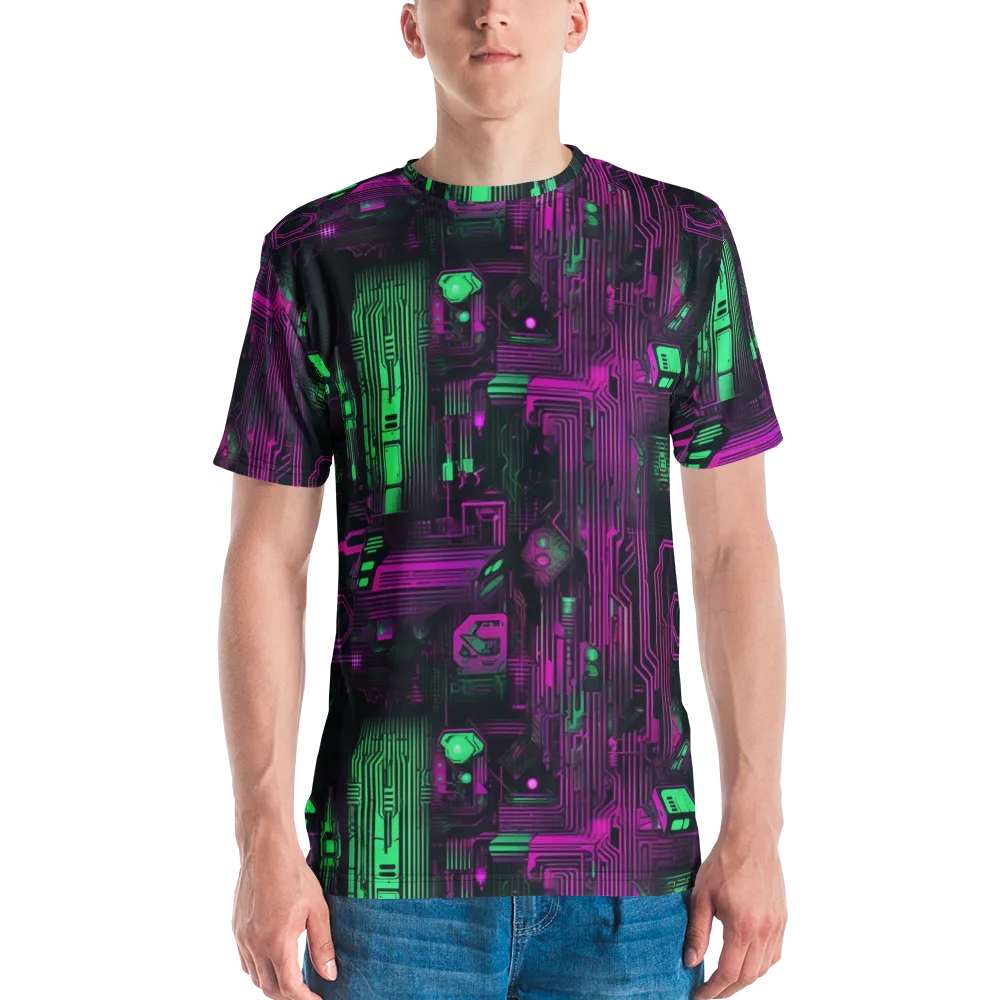 Synthwave Circuit on Men's Crew Neck T-Shirt — Front