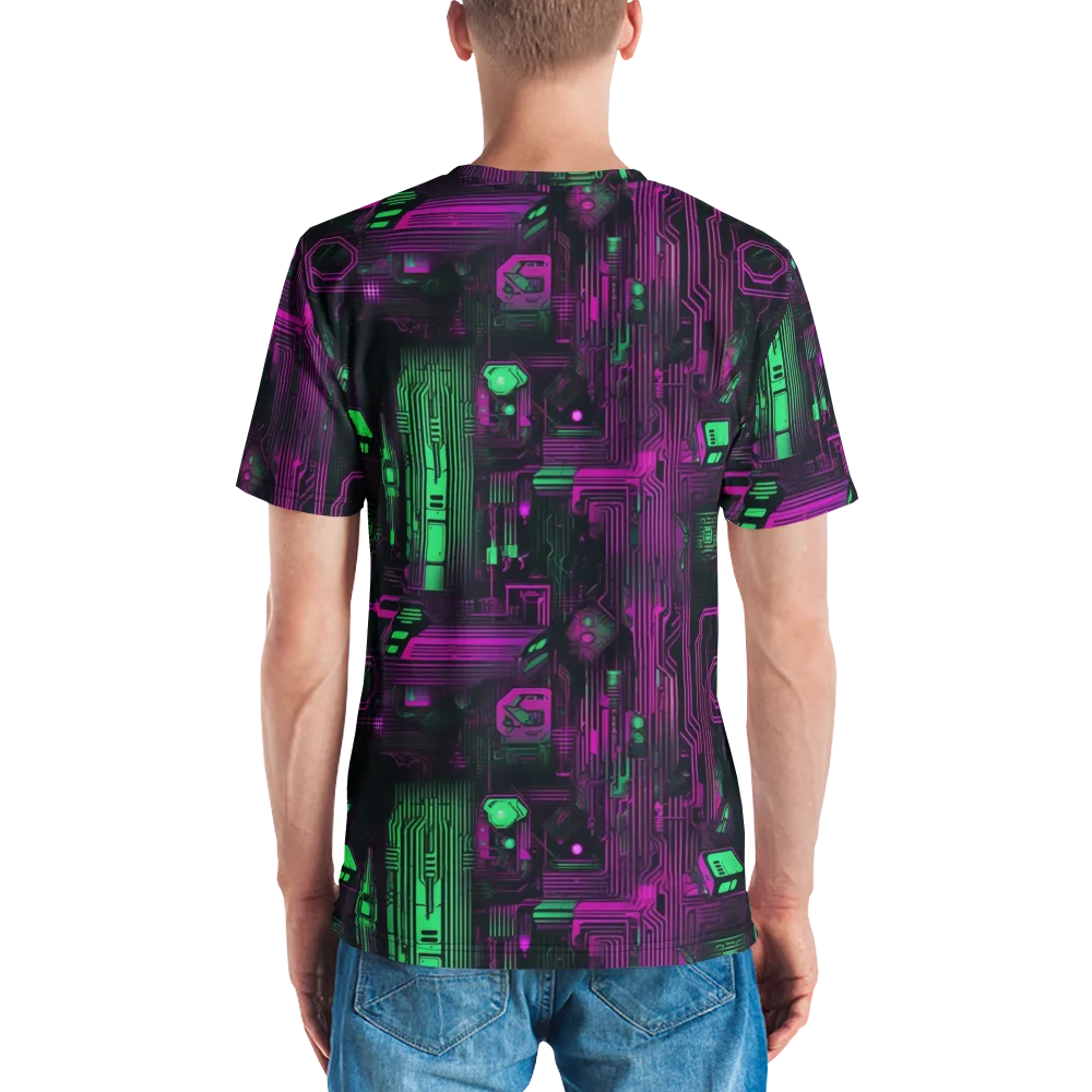 Synthwave Circuit on Men's Crew Neck T-Shirt — Back