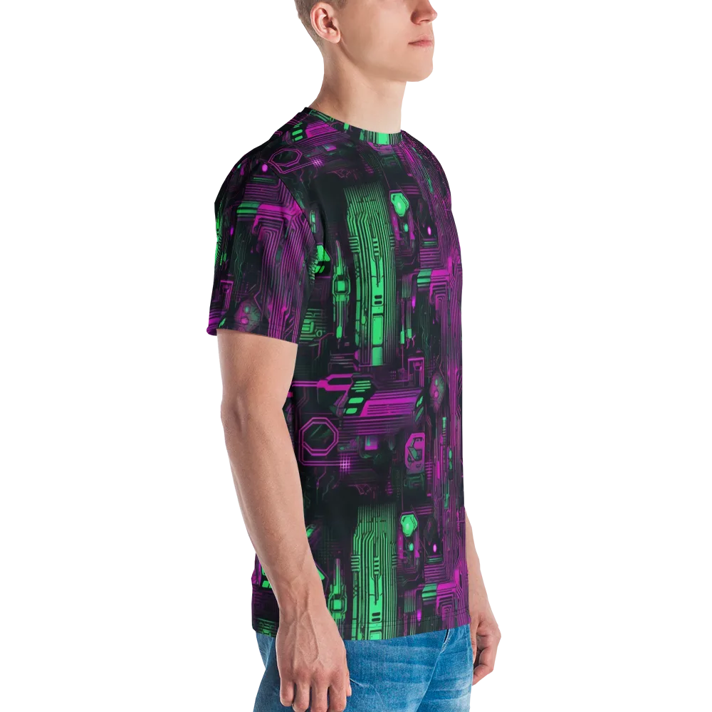 Synthwave Circuit on Men's Crew Neck T-Shirt — Right