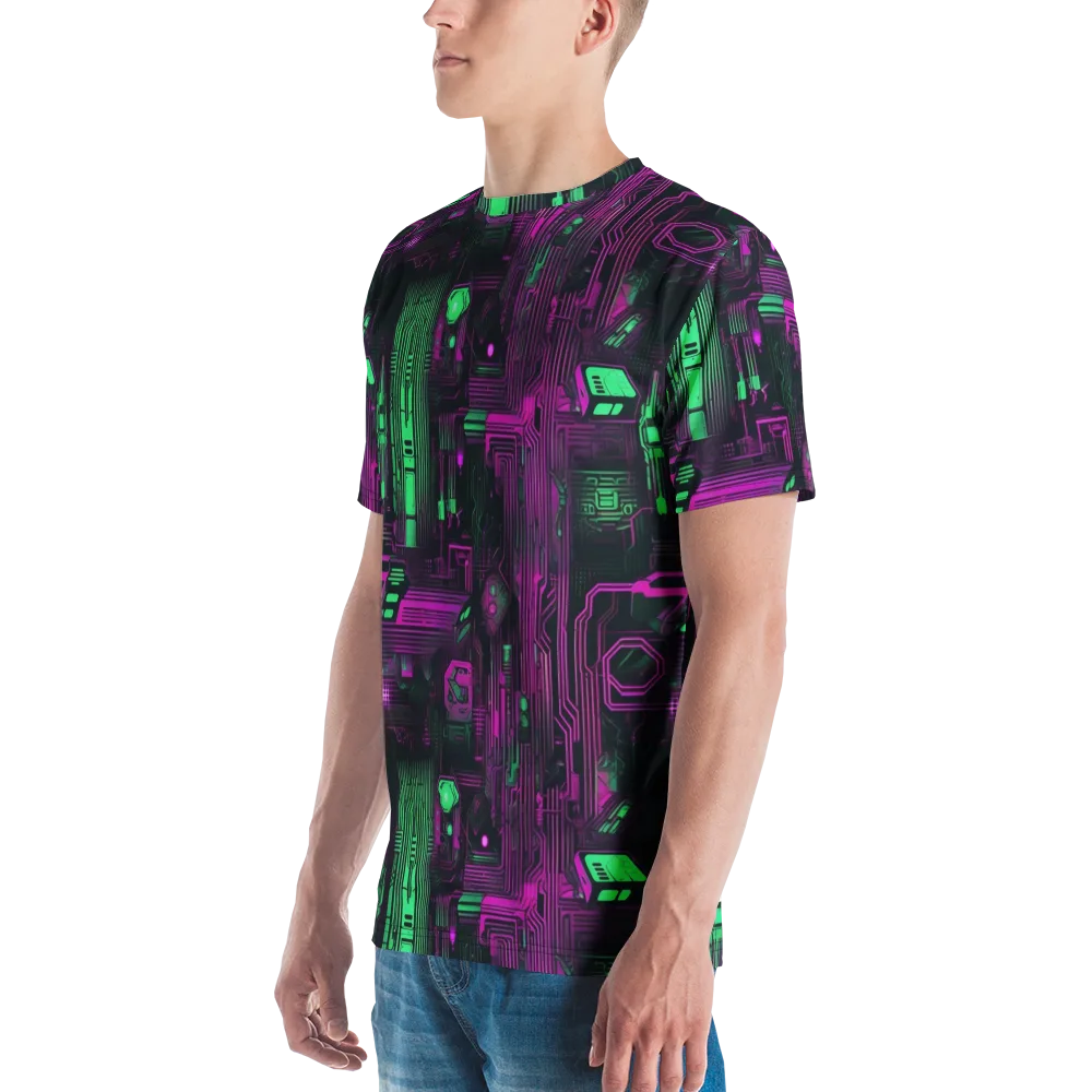 Synthwave Circuit on Men's Crew Neck T-Shirt — Left