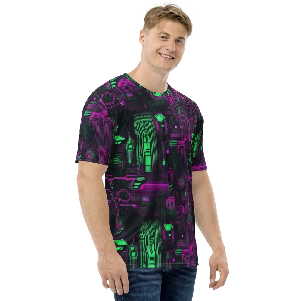 Synthwave Circuit on Men's Crew Neck T-Shirt — Right