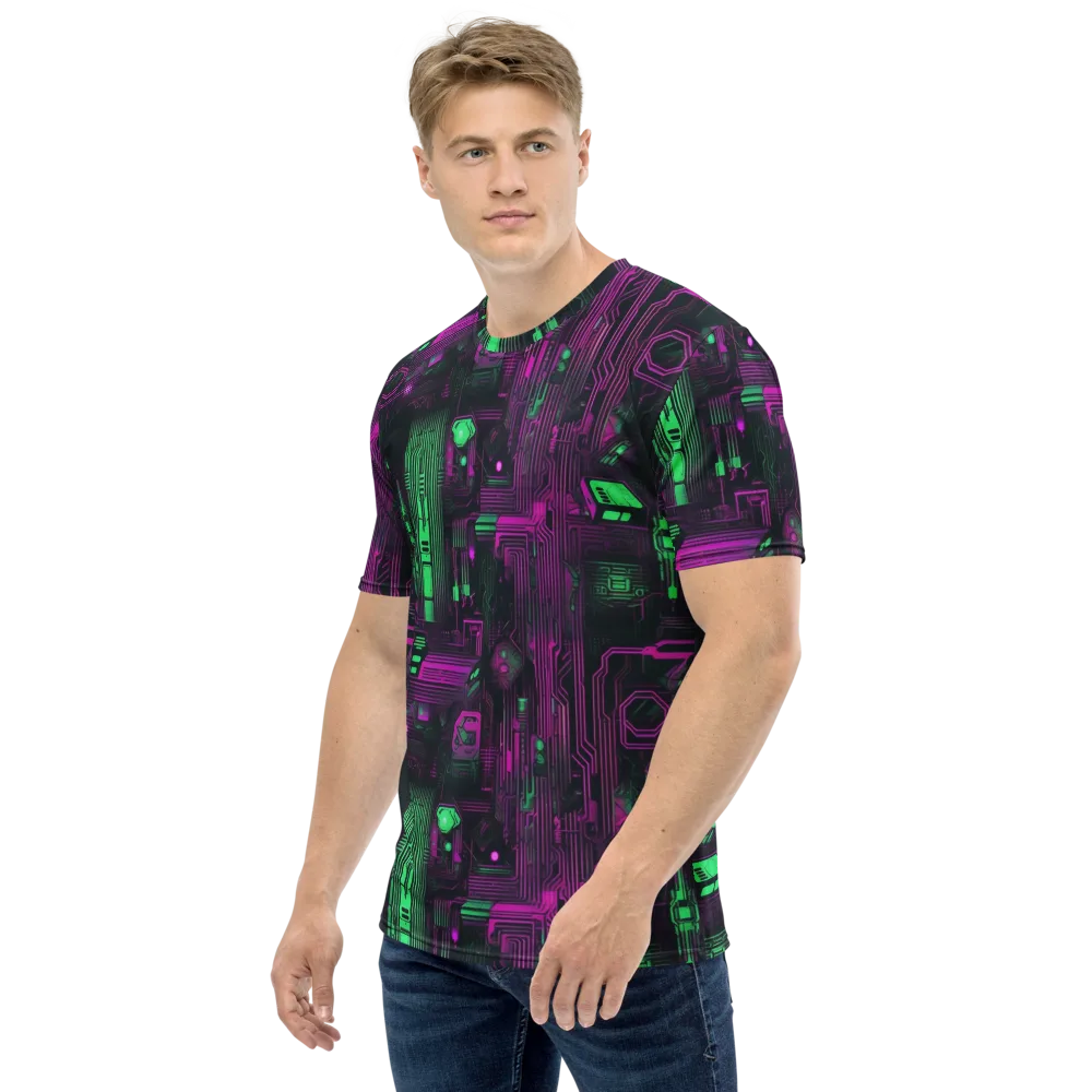 Synthwave Circuit on Men's Crew Neck T-Shirt — Left