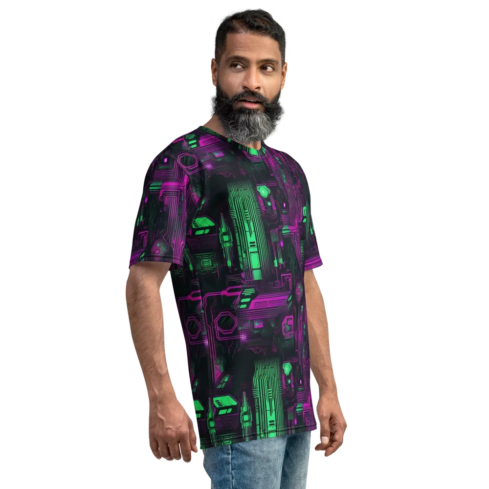 Synthwave Circuit on Men's Crew Neck T-Shirt — Right