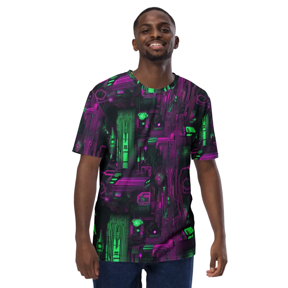 Synthwave Circuit on Men's Crew Neck T-Shirt — Front
