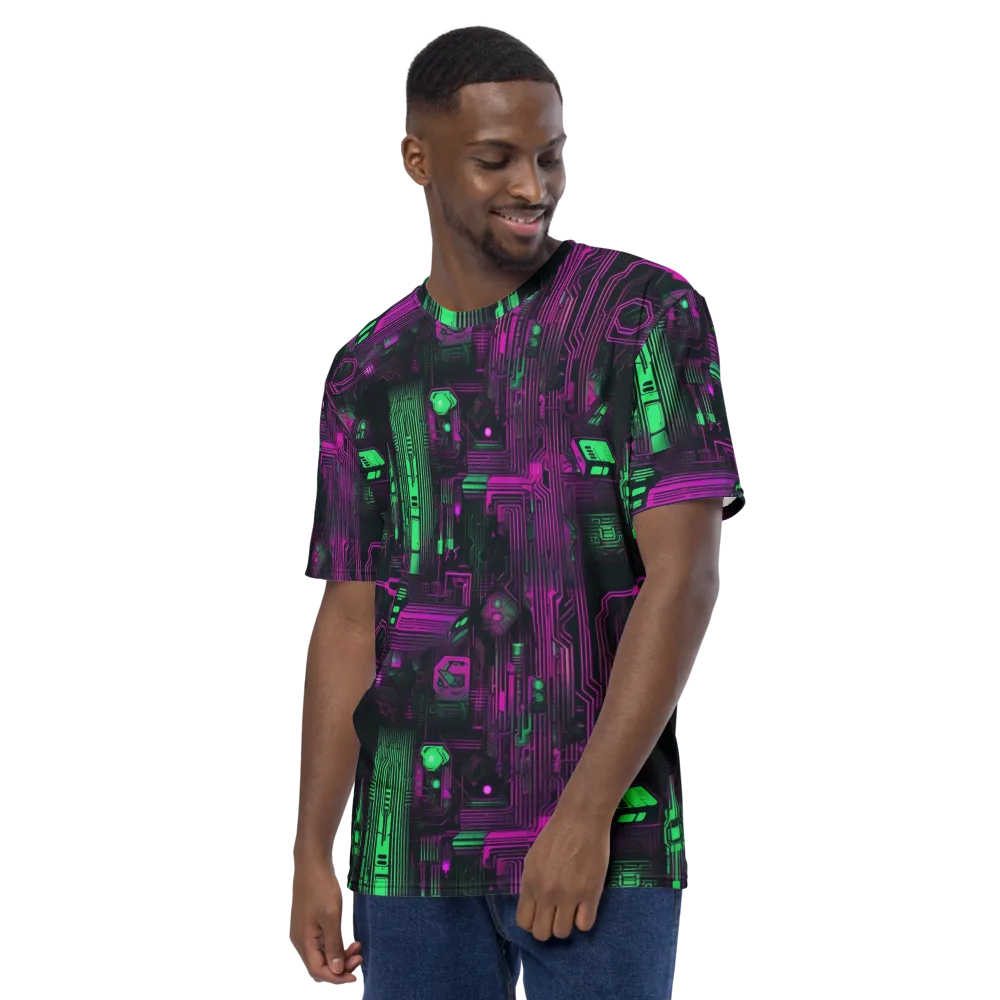 Synthwave Circuit on Men's Crew Neck T-Shirt — Left