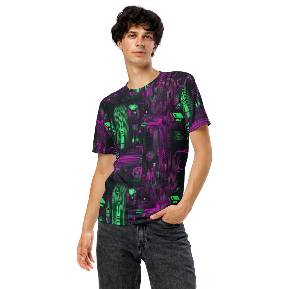 Synthwave Circuit on Men's Crew Neck T-Shirt — Front