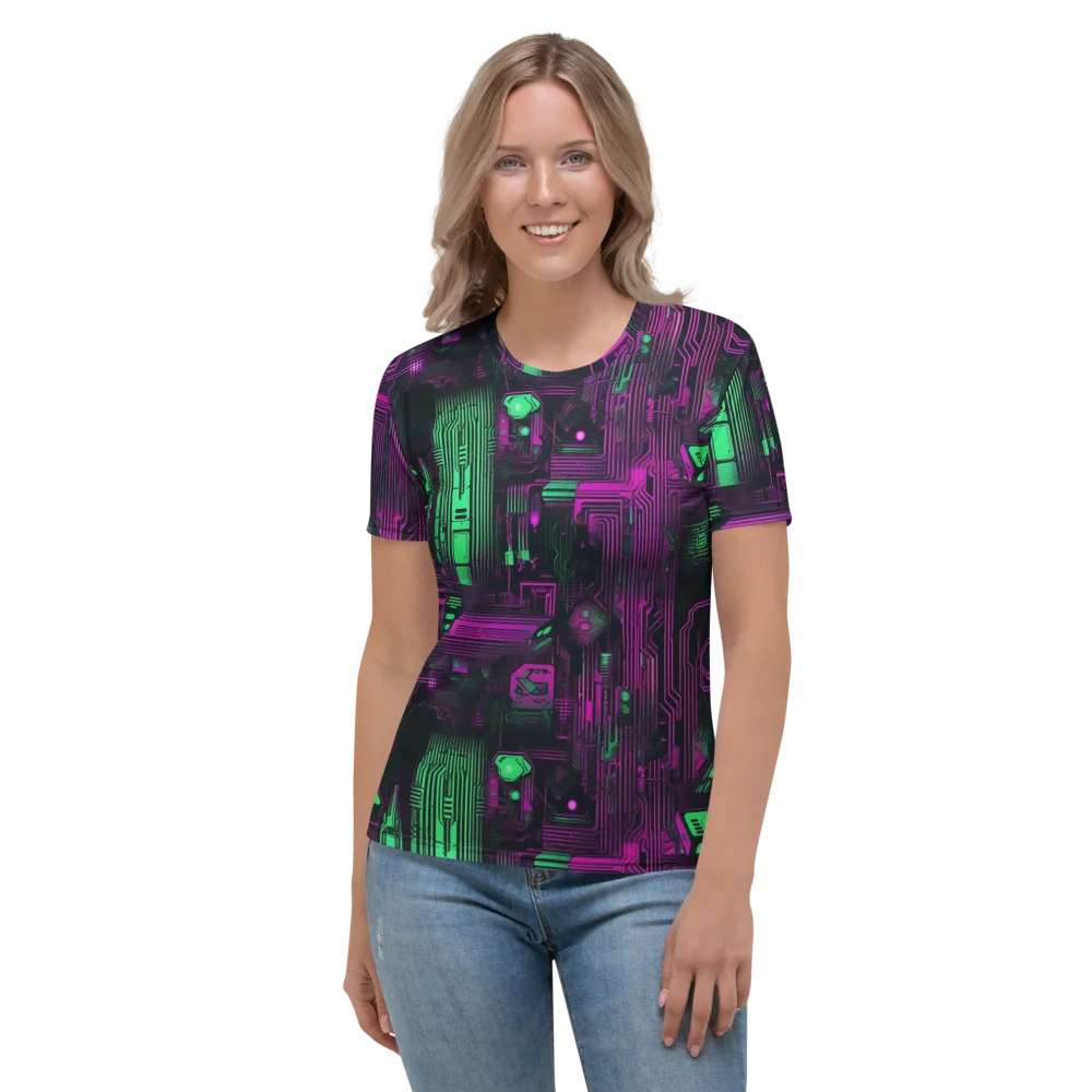 Synthwave Circuit on Women's Crew Neck T-Shirt — Front