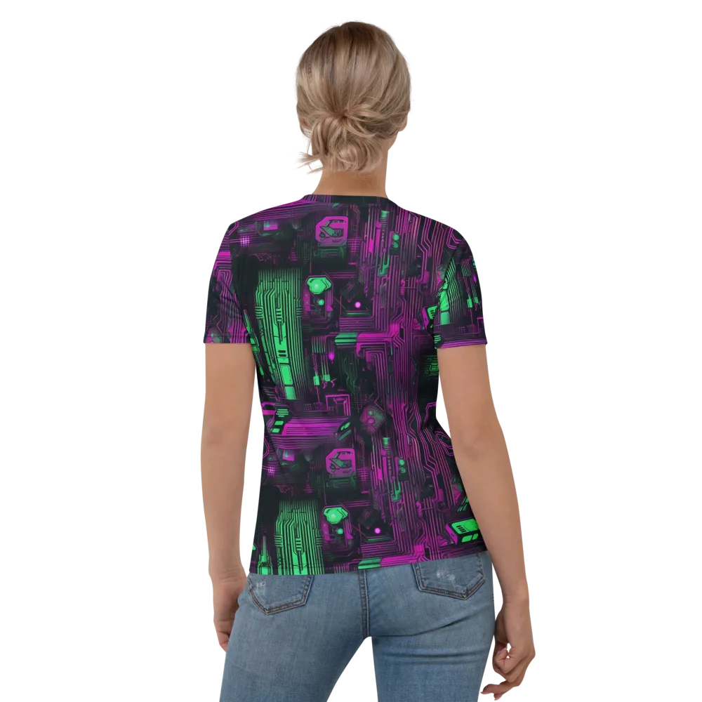 Synthwave Circuit on Women's Crew Neck T-Shirt — Back
