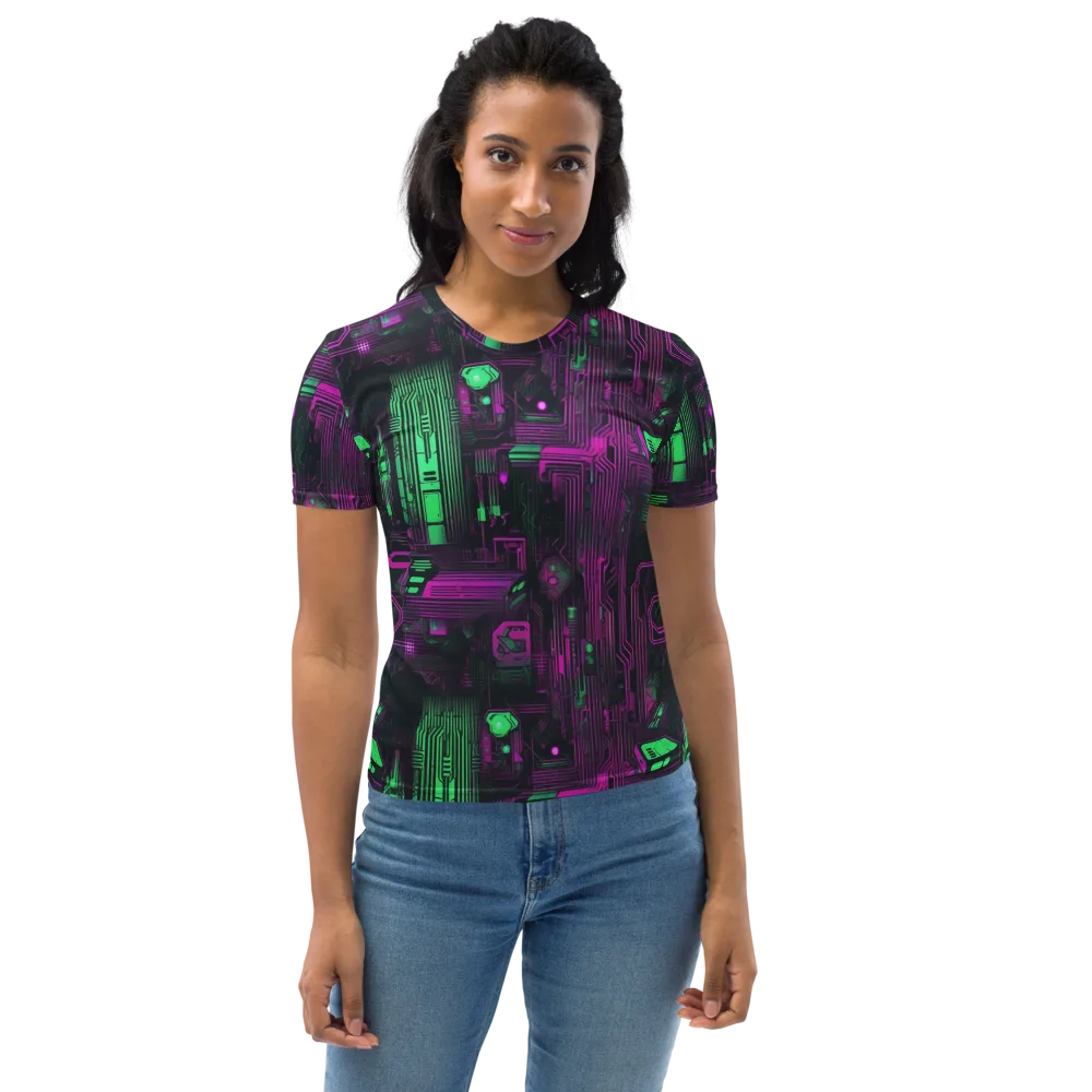 Synthwave Circuit on Women's Crew Neck T-Shirt — Front