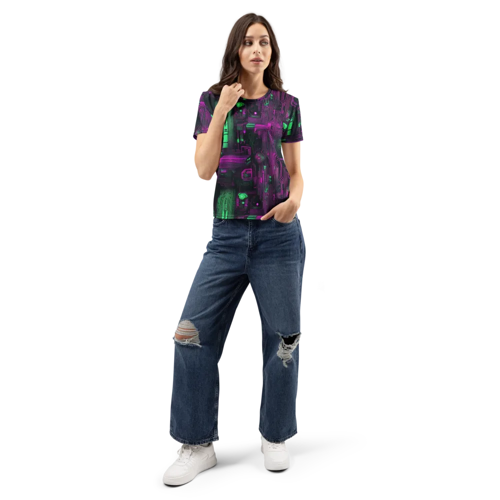 Synthwave Circuit on Women's Crew Neck T-Shirt — Front
