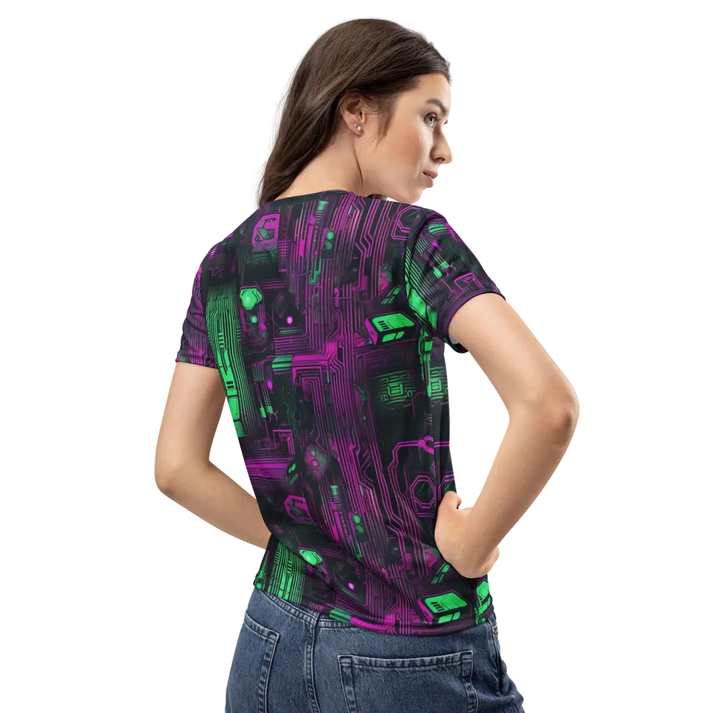 Synthwave Circuit on Women's Crew Neck T-Shirt — Back