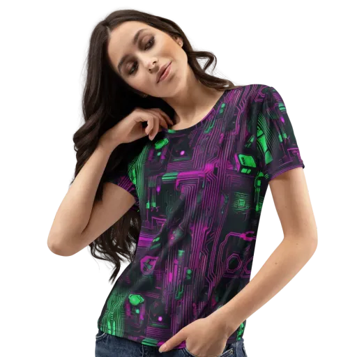 Synthwave Circuit on a Women's Crew Neck T-Shirt