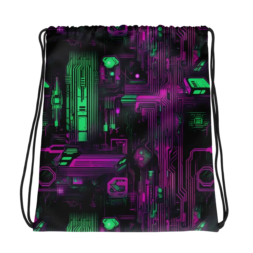 Synthwave Circuit on Drawstring Bag — Photo