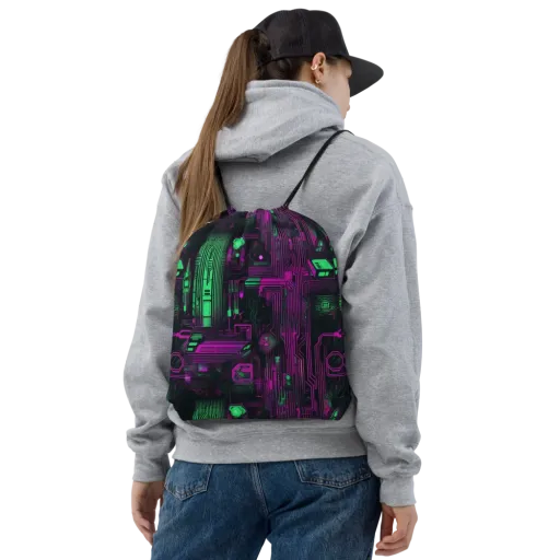 Synthwave Circuit on a Drawstring Bag