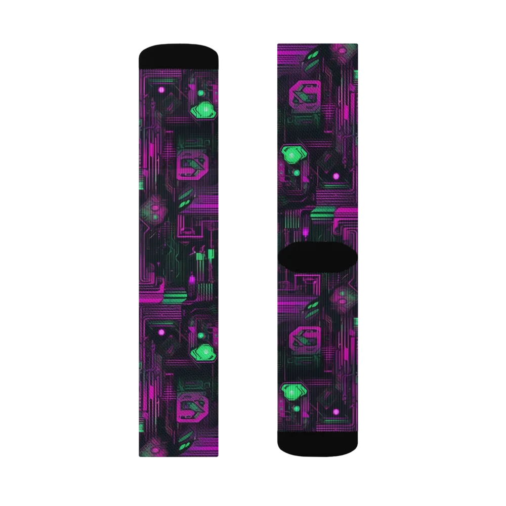Synthwave Circuit on Socks — Left Sock