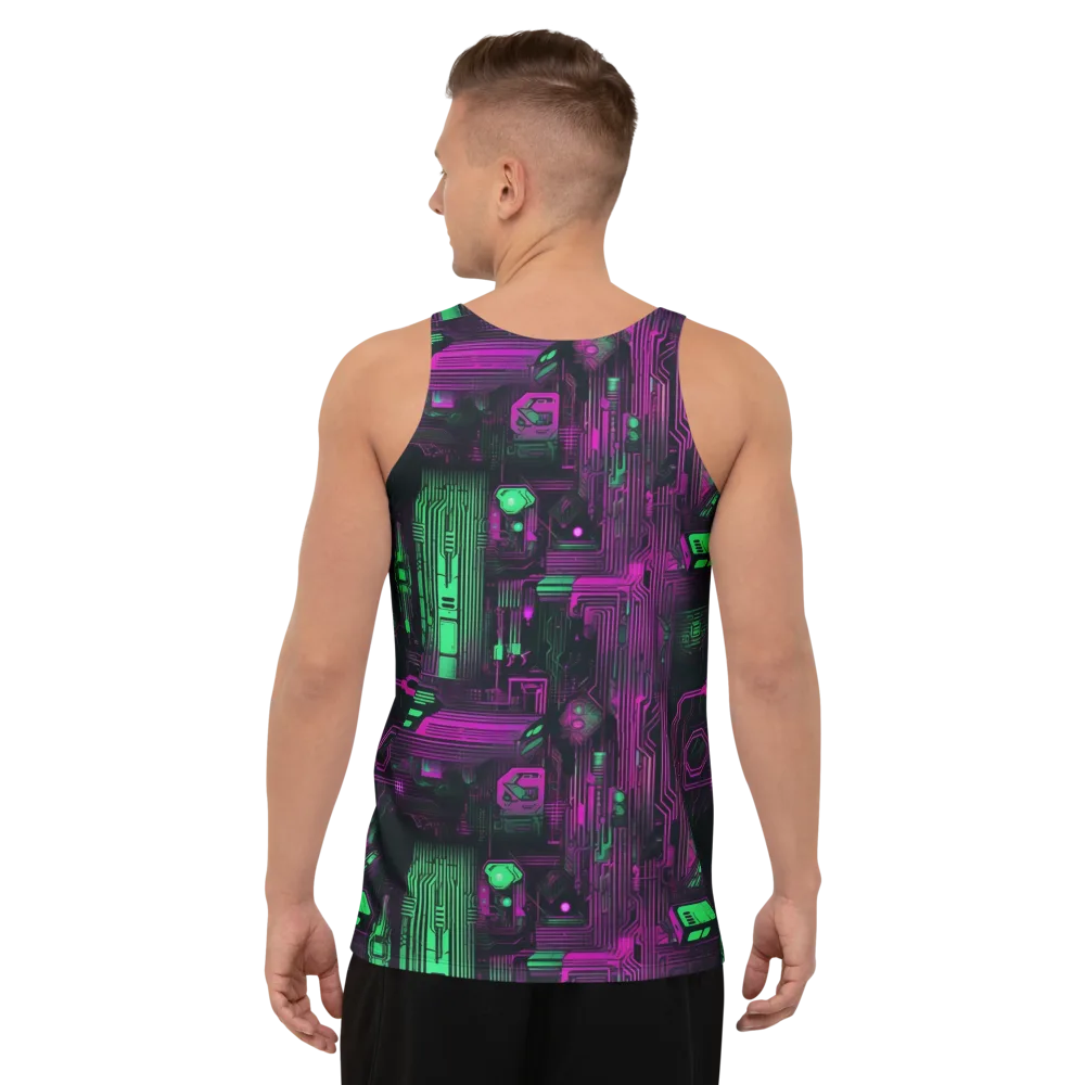 Synthwave Circuit on Men's Tank Top — Back