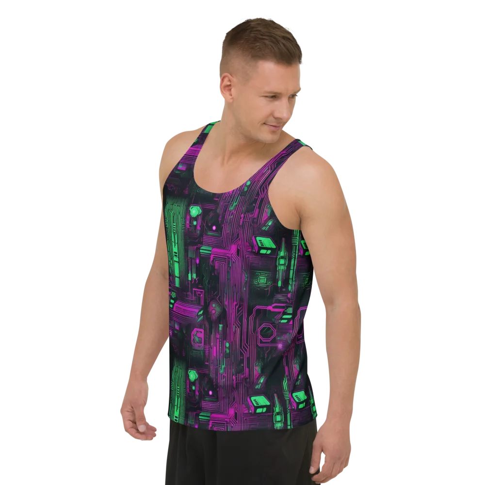 Synthwave Circuit on Men's Tank Top — Left Front