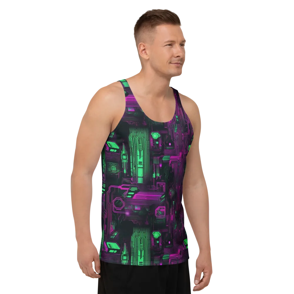 Synthwave Circuit on Men's Tank Top — Right Front