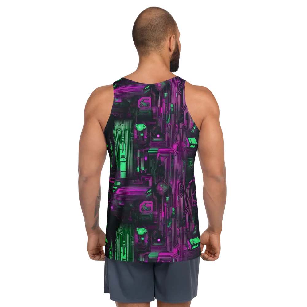 Synthwave Circuit on Men's Tank Top — Back