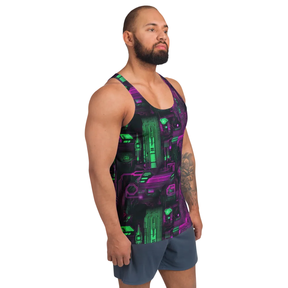 Synthwave Circuit on Men's Tank Top — Right Front