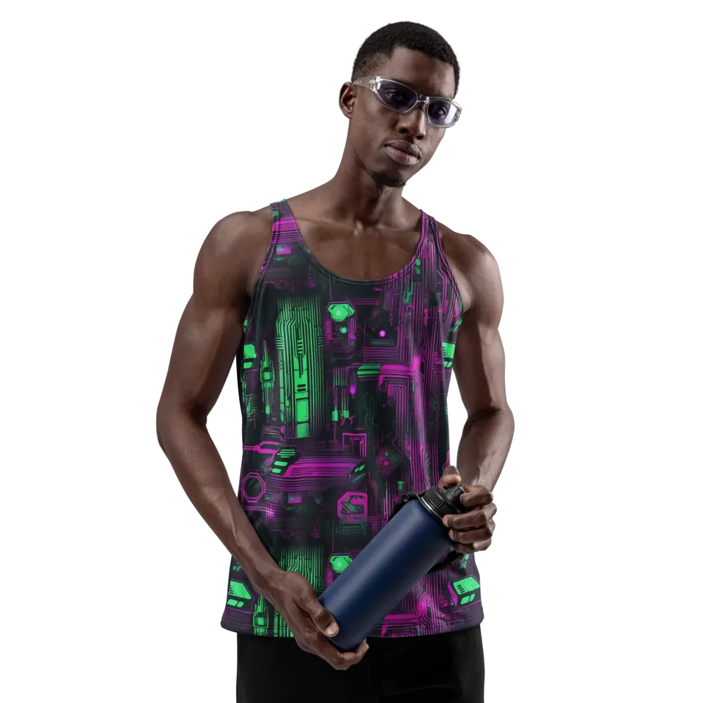 Synthwave Circuit on Men's Tank Top — Front
