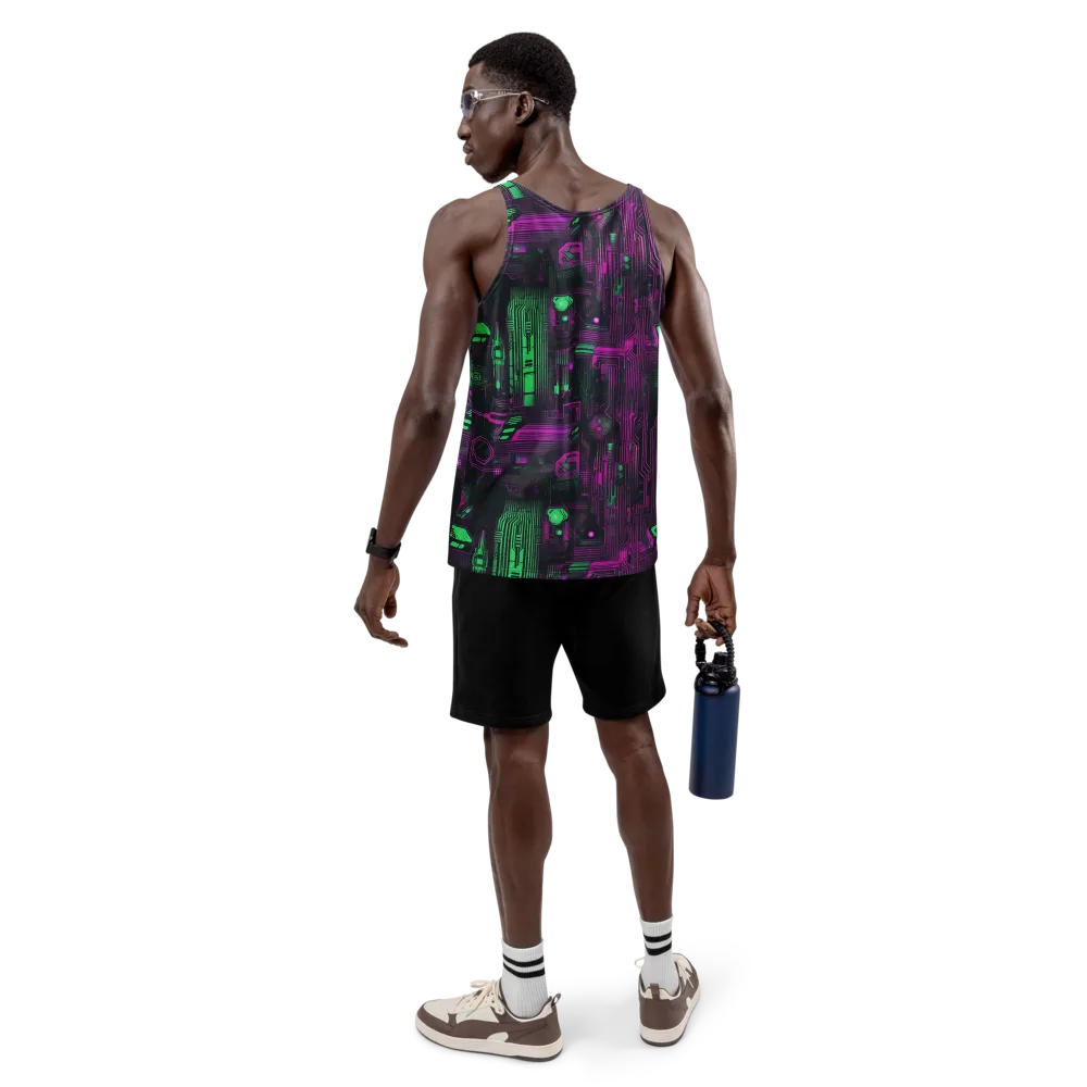 Synthwave Circuit on Men's Tank Top — Back