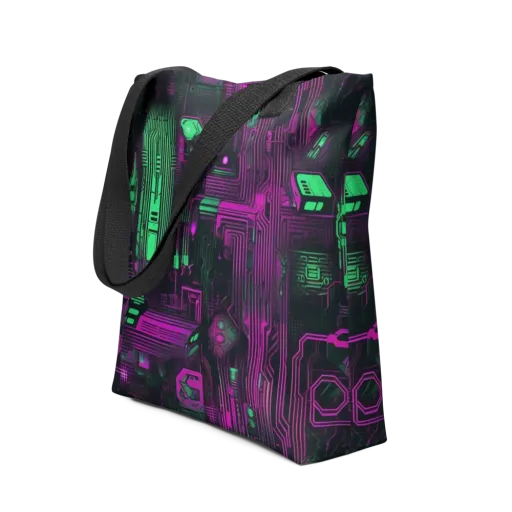 Synthwave Circuit on a Tote Bag