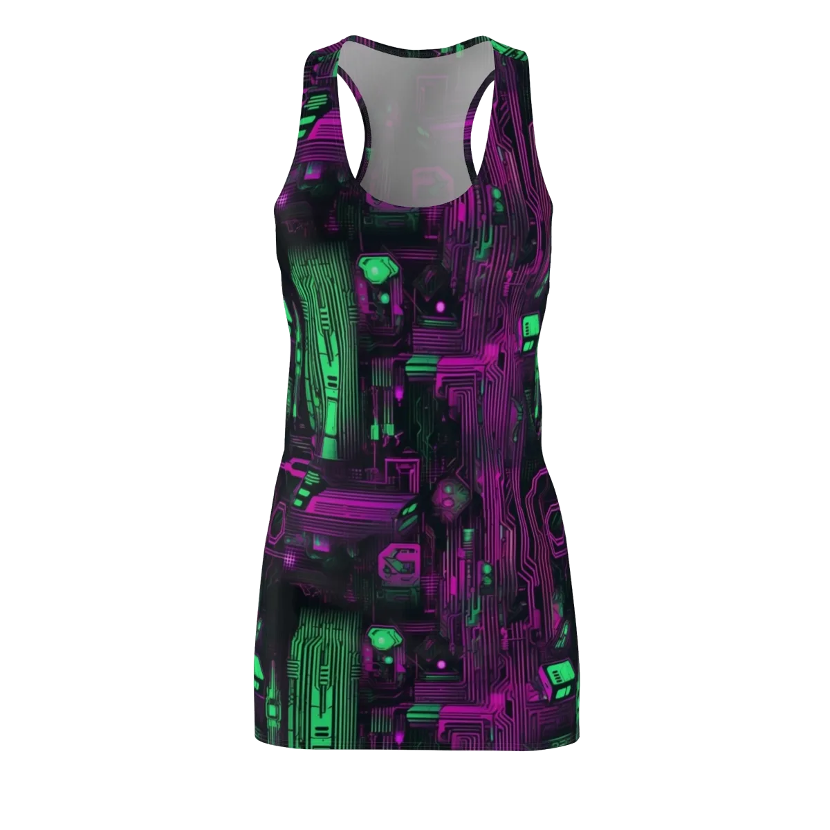 Synthwave Circuit on Racerback Dress — Front