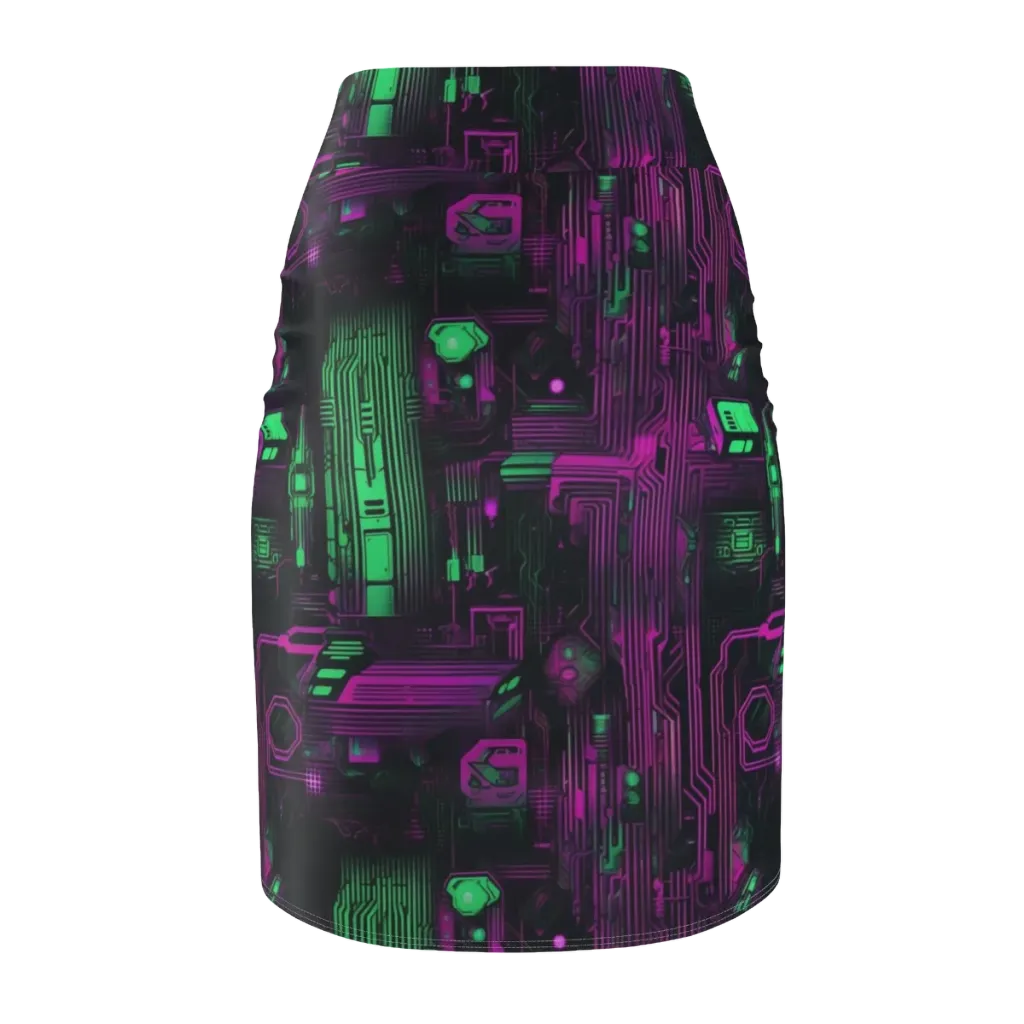 Synthwave Circuit on Pencil Skirt — Back
