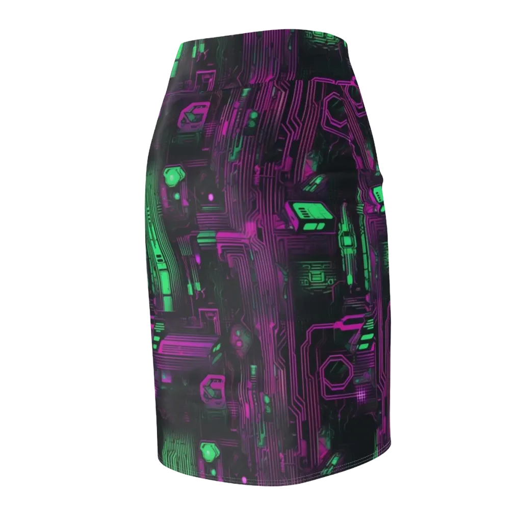 Synthwave Circuit on Pencil Skirt — Back Side