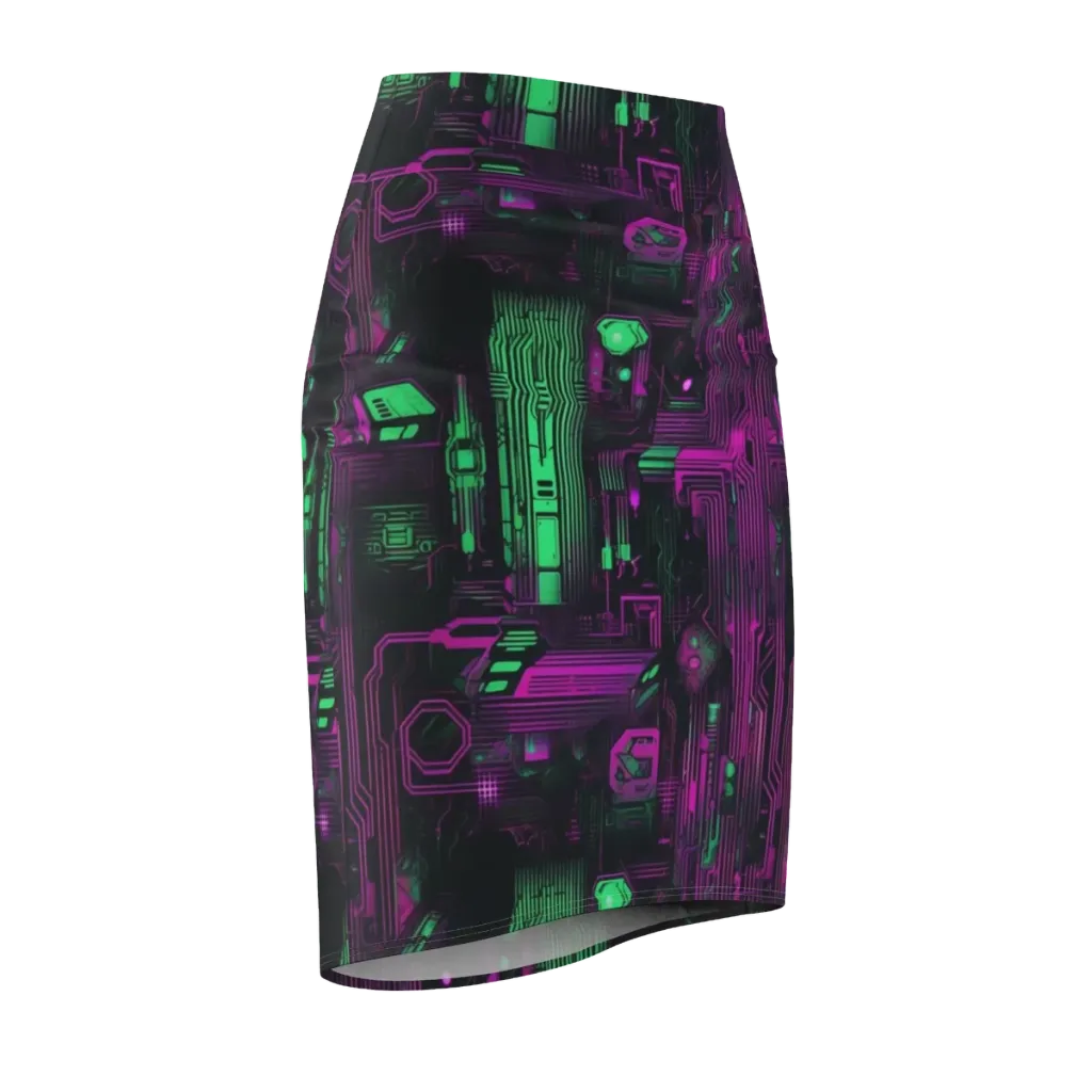 Synthwave Circuit on Pencil Skirt — Front Side