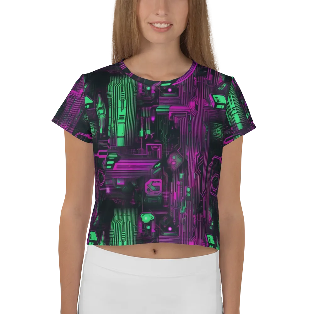 Synthwave Circuit on Crop Tee — Front