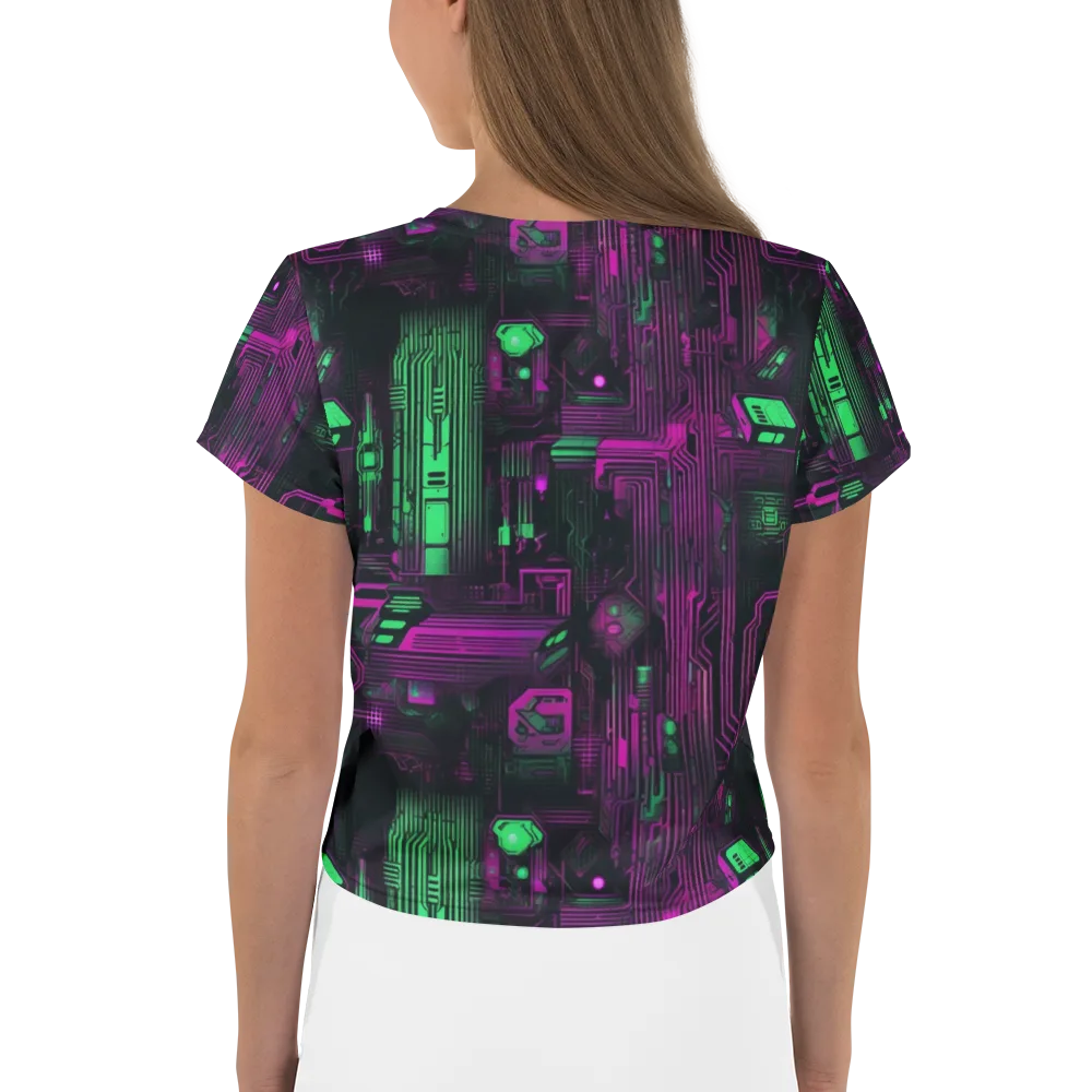 Synthwave Circuit on Crop Tee — Back