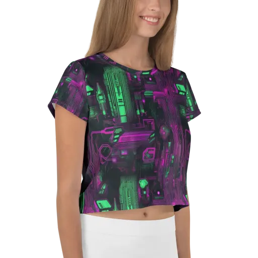 Synthwave Circuit on a Crop Tee