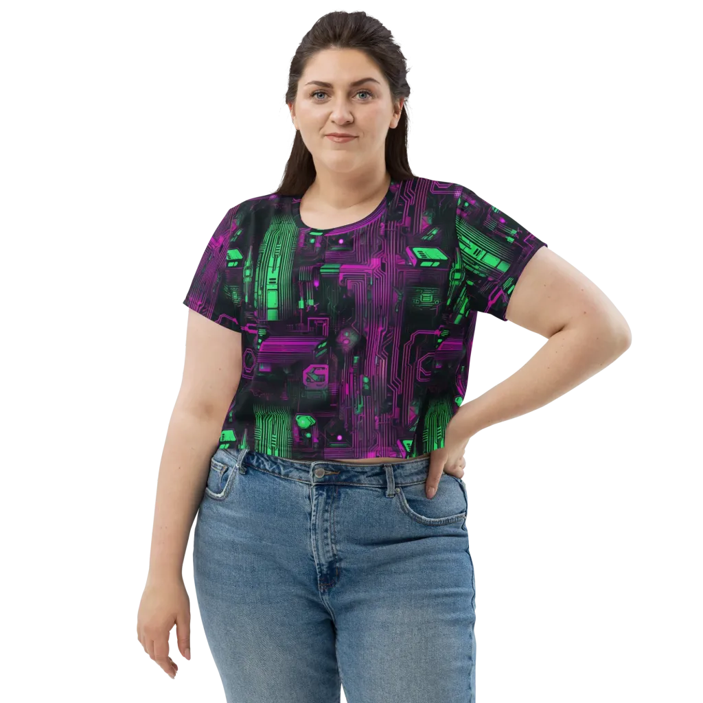 Synthwave Circuit on Crop Tee — Front