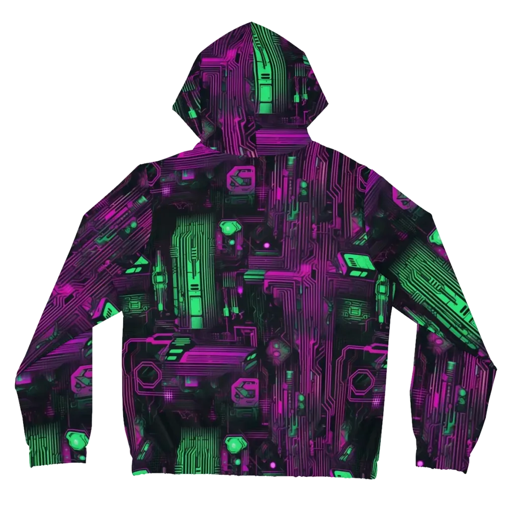 Synthwave Circuit on Women's Full-Zip Hoodie — Back