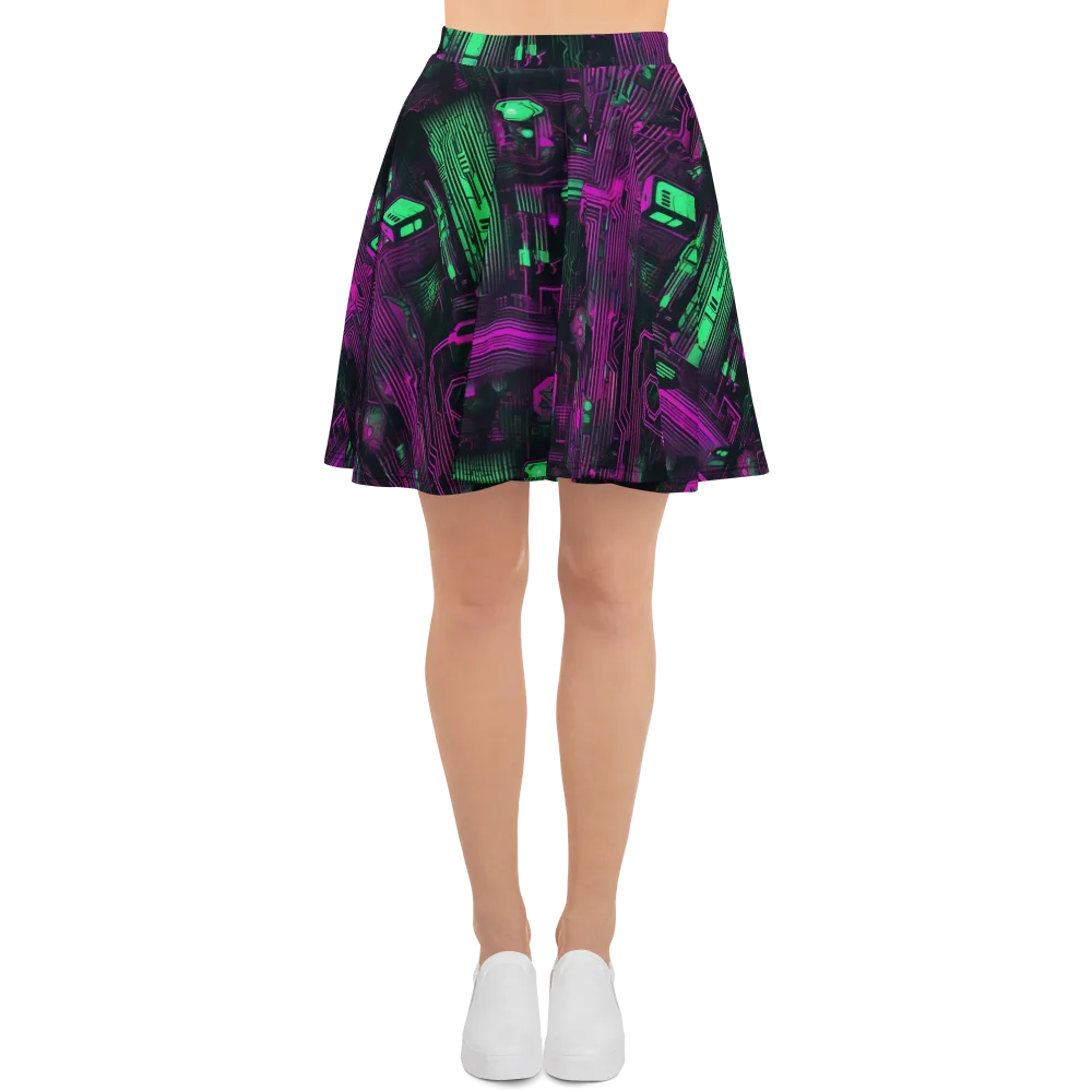 Synthwave Circuit on Skater Skirt — Front