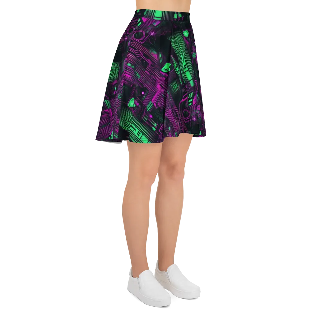 Synthwave Circuit on Skater Skirt — Right