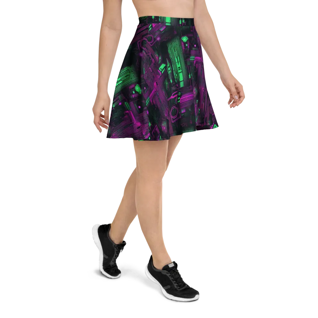 Synthwave Circuit on Skater Skirt — Right