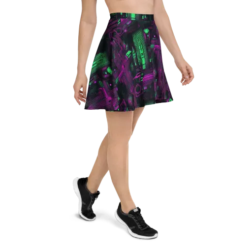 Synthwave Circuit on a Skater Skirt