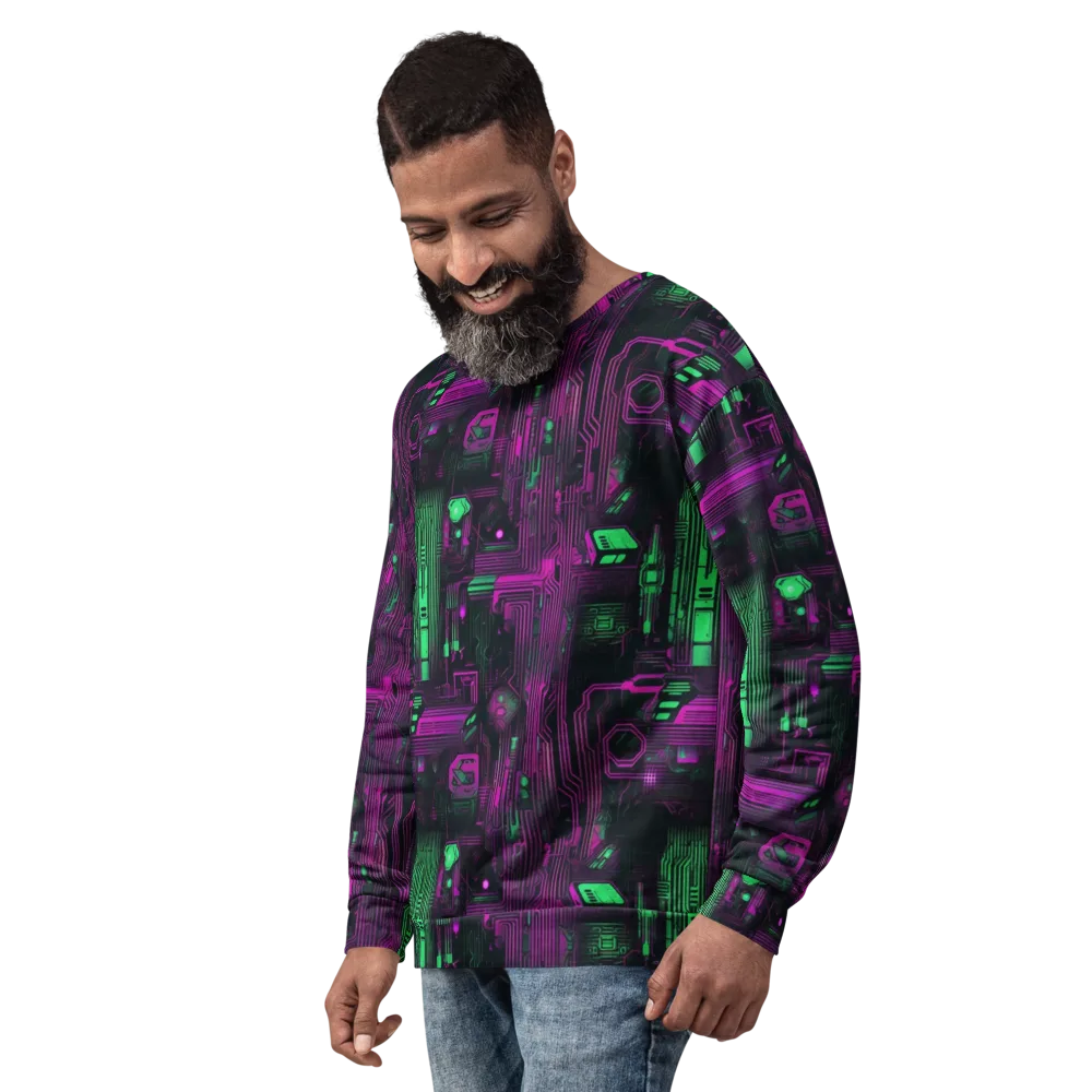 Synthwave Circuit on Sweatshirt — Left Front