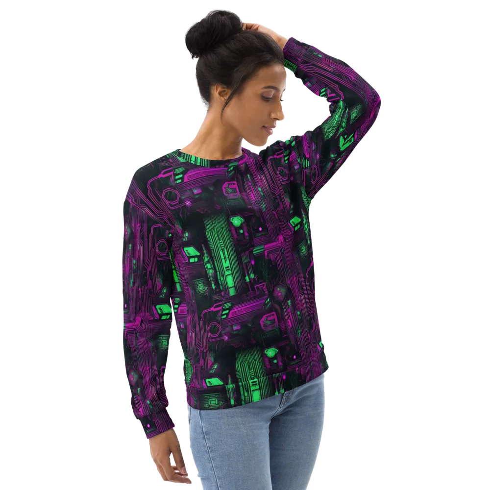 Synthwave Circuit on Sweatshirt — Right Front