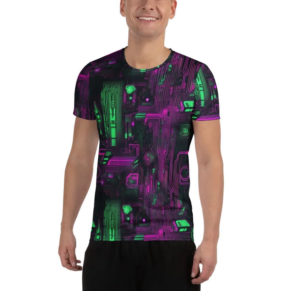 Synthwave Circuit on Men's Athletic T-Shirt — Front