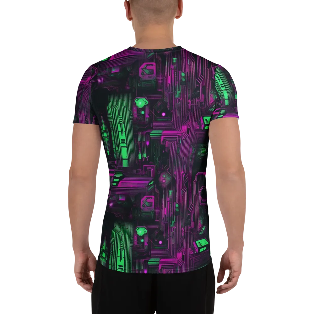 Synthwave Circuit on Men's Athletic T-Shirt — Back