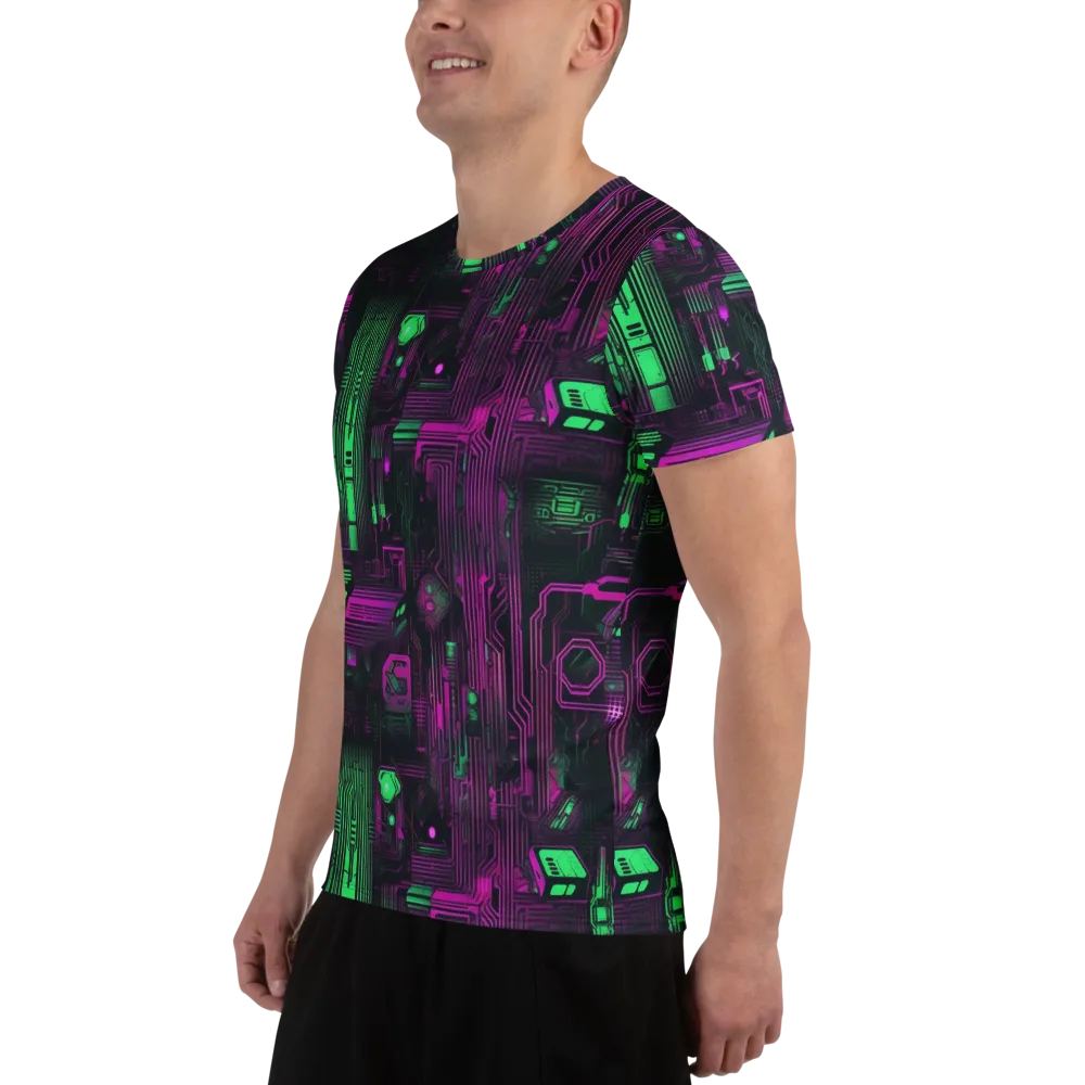Synthwave Circuit on Men's Athletic T-Shirt — Left