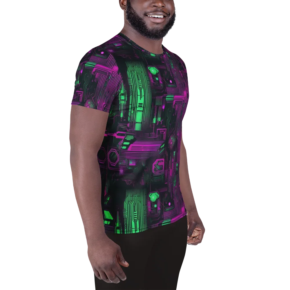 Synthwave Circuit on Men's Athletic T-Shirt — Right