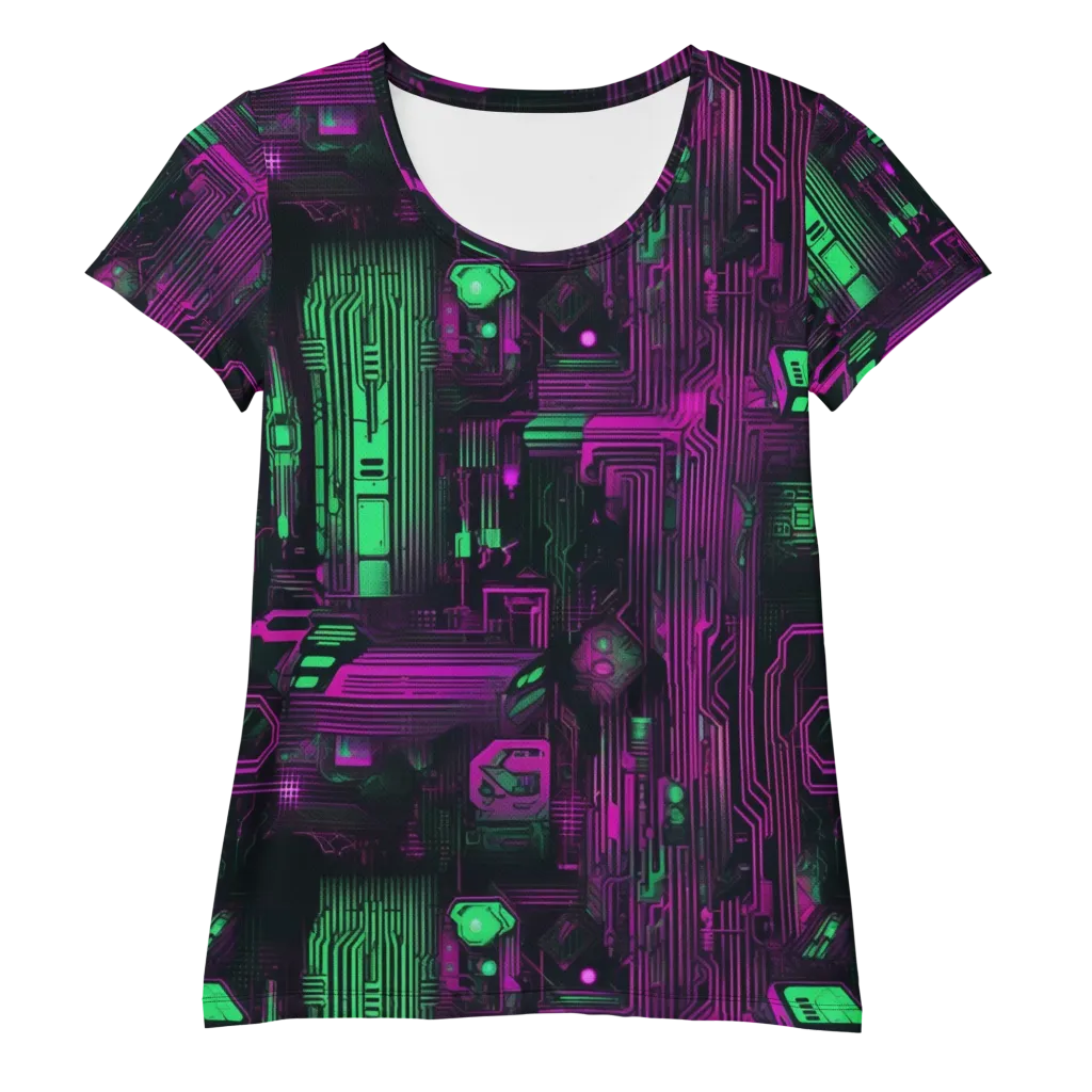 Synthwave Circuit on Women's Athletic T-Shirt — Front