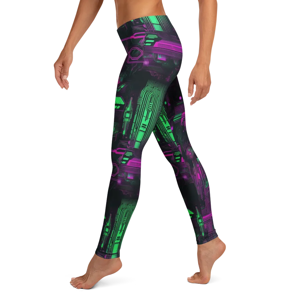 Synthwave Circuit on Leggings — Left