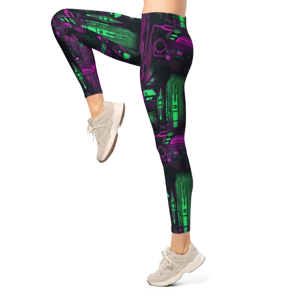 Synthwave Circuit on Leggings — Left